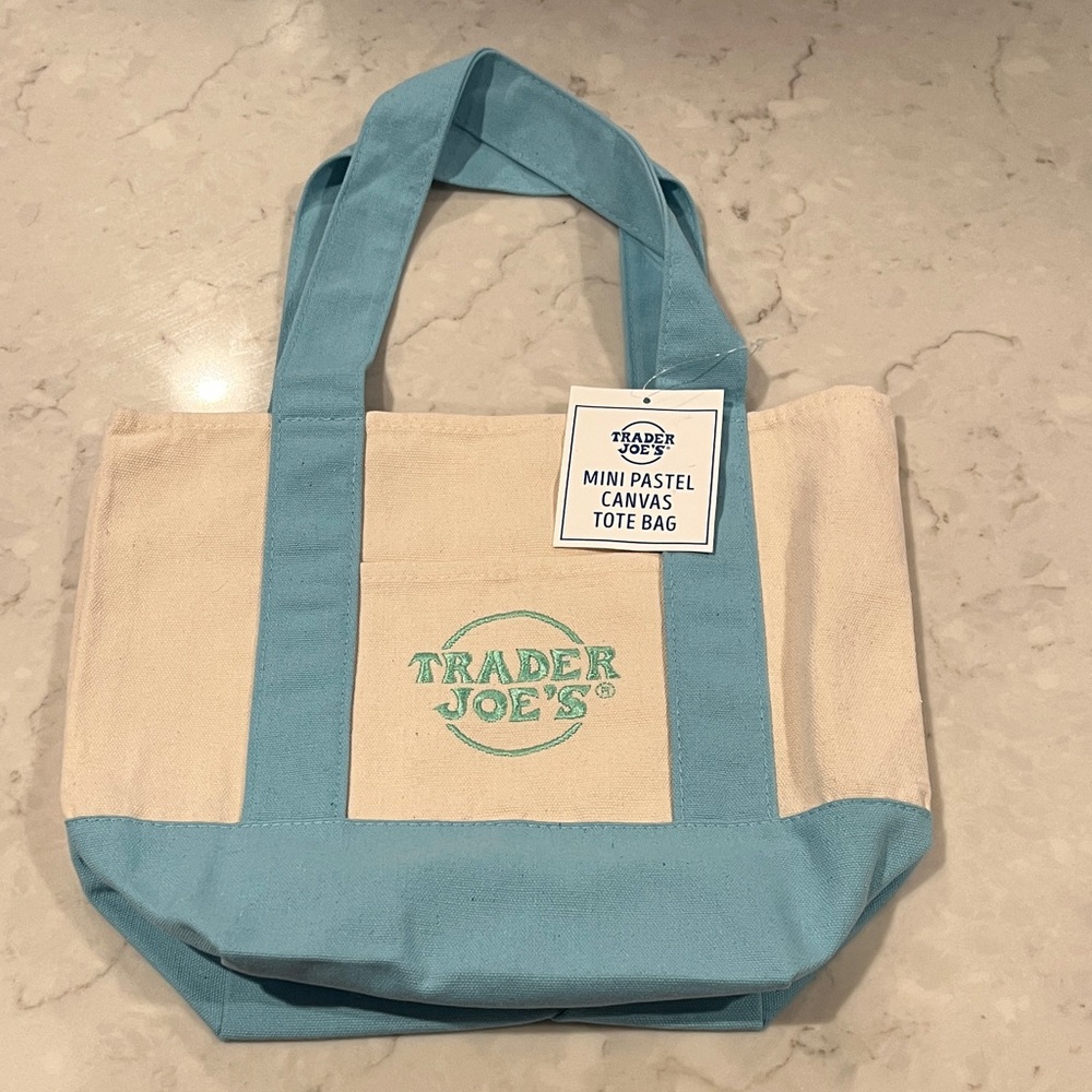 Trader Joe's Pastel Blue Mini Tote Bag